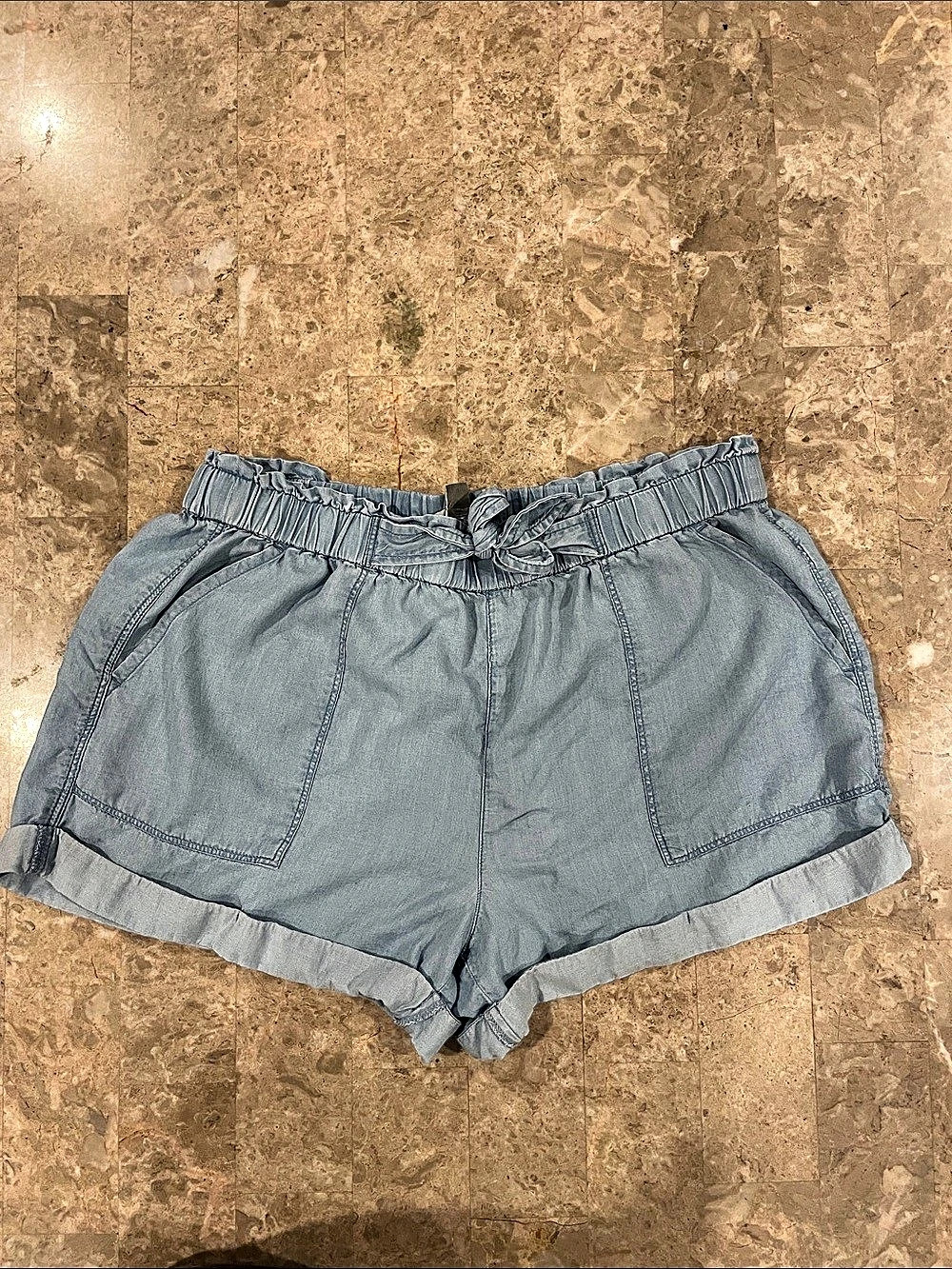 aerie High Waist 100 Cotton Shorts in Blue Large coastal cowgirl